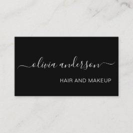 Tarjeta De Visita Salón de maquillaje de pelo simple negro y blanco
