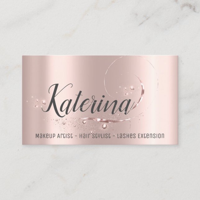 Tarjeta De Visita Salón de maquillaje de peluquería azota la chispa  (Anverso)