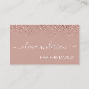 Tarjeta De Visita Salón de maquillaje del Purpurina rosado Rosa Gold