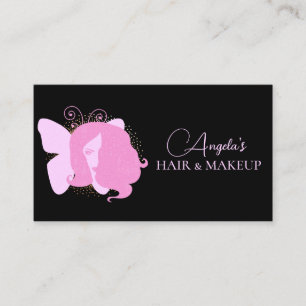 Tarjeta De Visita Salón de Maquillaje Mujer Mariposa Rosa Negro  Scr