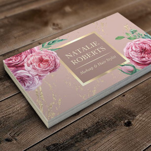 Tarjeta De Visita Salón de maquillaje Rosa de pelo rosado