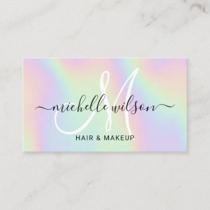 Tarjeta De Visita Salón de maquillaje y peluquería de monograma ho
