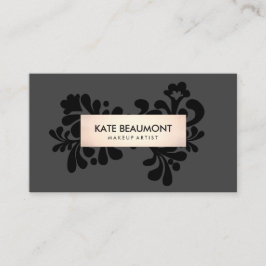 Tarjeta De Visita Salón de maquillaje y peluquería negro y Rosa