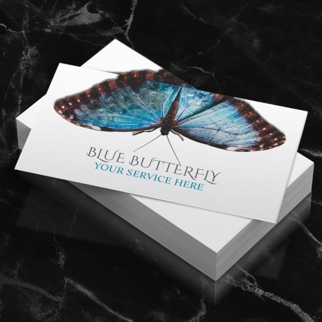 Tarjeta De Visita Salón de mariposa azul y Spa elegante (Subido por el creador)