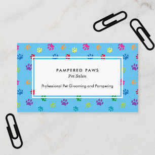 Tarjeta De Visita Salón de Mascotas Profesional Huellas de Pata Colo