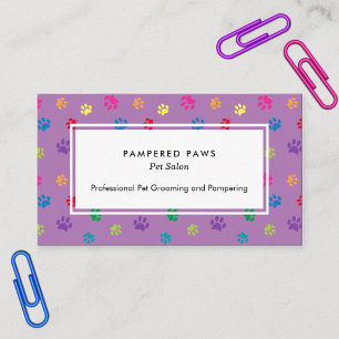 Tarjeta De Visita Salón de Mascotas Profesional Huellas de Pata Colo