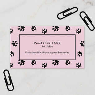 Tarjeta De Visita Salón de Mascotas Profesional Huellas de Pata Rosa