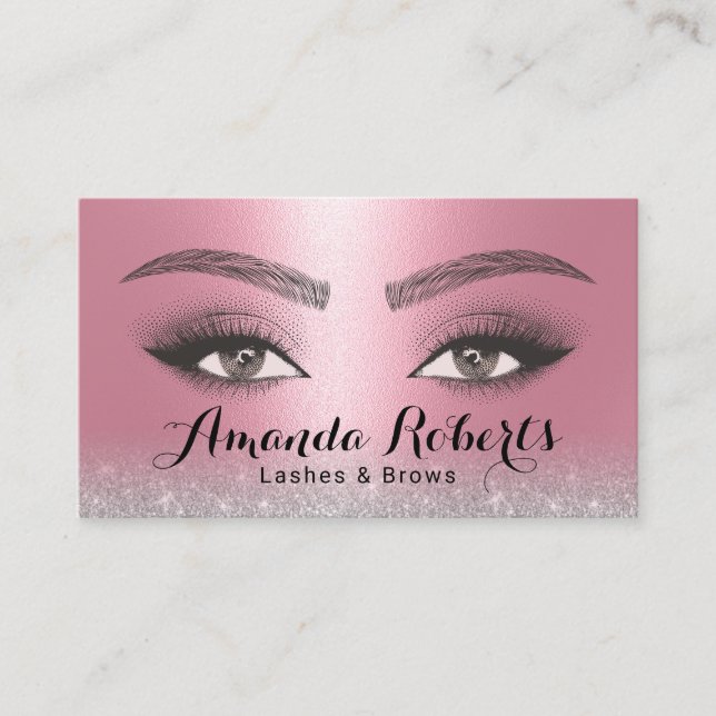 Tarjeta De Visita Salón de microblando de latidos y brotes rosa mode (Anverso)
