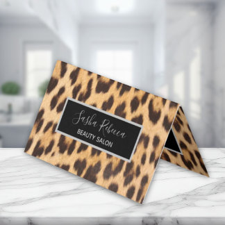 Tarjeta De Visita salón de moda belleza SPA estilista huella leopard
