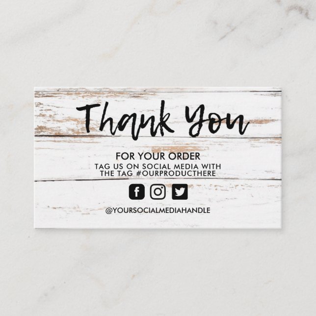 Tarjeta De Visita Salón de moda de Madera Blanca Gracias (Anverso)