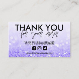 Tarjeta De Visita Salón de moda morado Purpurina gracias