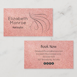Tarjeta De Visita Salón de moda Rosa Purpurina de oro