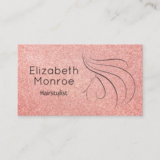 Tarjeta De Visita Salón de moda Rosa Purpurina de oro (Anverso)