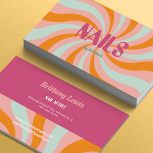 Tarjeta De Visita Salon de Nail con Patrón De Bañera