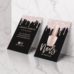 Tarjeta De Visita Salon de Nail Modern Rosa Drin Nail Manicurist
