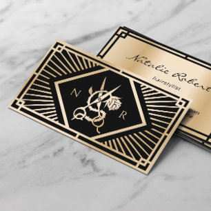 Tarjeta De Visita Salón de oro y negro de estilo moderno