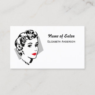 Tarjeta De Visita Salón de pelo blanco negro clásico Labios rojos vi