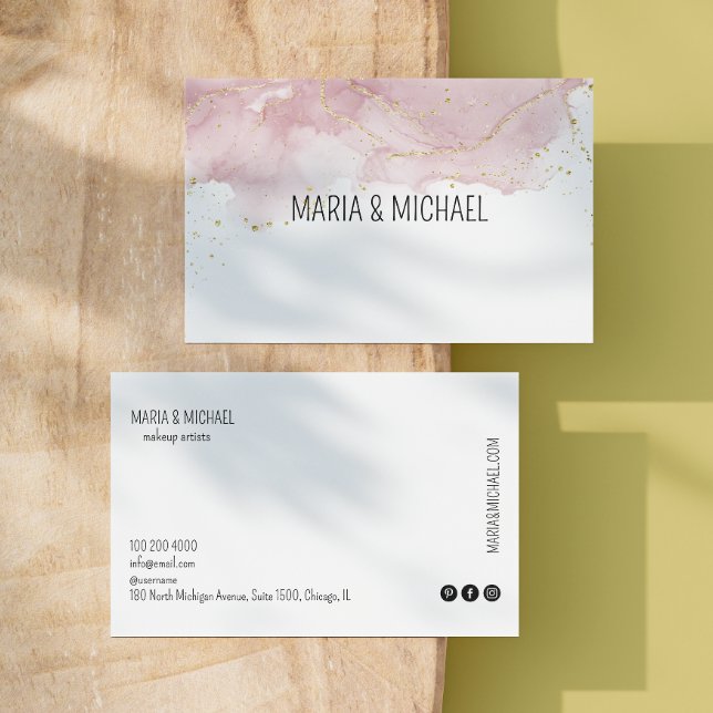 Tarjeta De Visita Salón de pelo blanco Rosa dorado manuscrito (White Hair Salon Rose Gold Handwritten Business Card)