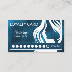 Tarjeta De Visita Salon de pelo blanco y azul moderno punzón de leal