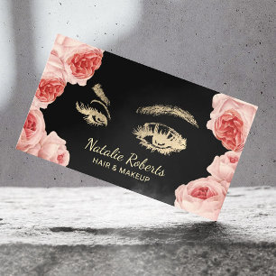 Tarjeta De Visita Salón de pelo de artista de cremallera de oro flor