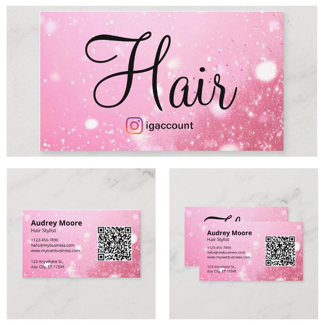 Tarjeta De Visita Salón De Pelo De Estilo Pink (Pink Hair Stylist Hair Salon Business Card
)