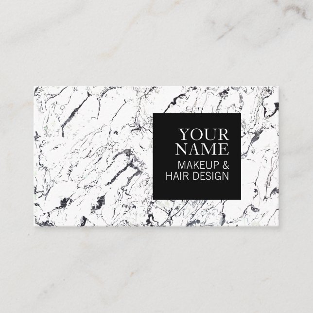 Tarjeta De Visita Salón de pelo de mármol blanco elegante del (Anverso)