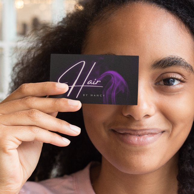Tarjeta De Visita Salón de pelo de neón morado (Subido por el creador)