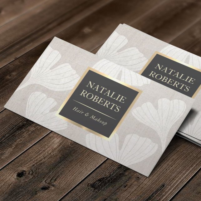 Tarjeta De Visita Salón de pelo del artista de maquillaje Ginkgo bot (Subido por el creador)