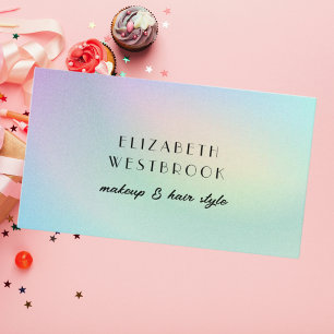 Tarjeta De Visita Salón de pelo elegante moderno iridiscente holográ