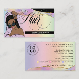 Tarjeta De Visita Salón de pelo, estilista trenzado, Glam Pastel B