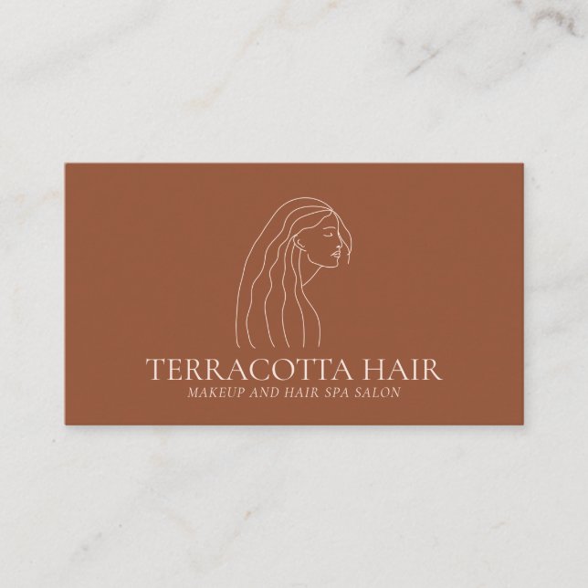Tarjeta De Visita Salón de pelo femenino Terracotta Rubor (Anverso)