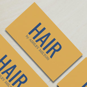 Tarjeta De Visita Salón de pelo negrita amarillo azul elegante minim