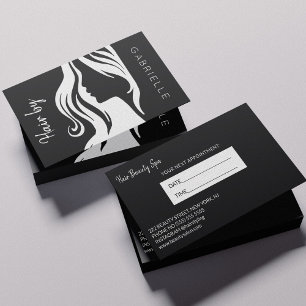 Tarjeta De Visita Salón de pelo negro blanco moderno para la próxima