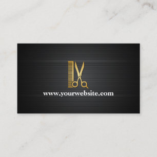 Tarjeta De Visita Salón de pelo negro elegante del oro (personalice)