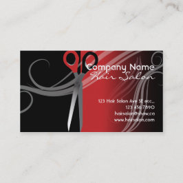 Tarjeta De Visita Salón de pelo negro y rojo de moda