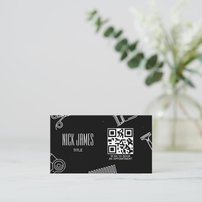 Tarjeta De Visita Salón de pelo profesional exploración de código QR (Anverso de pie)