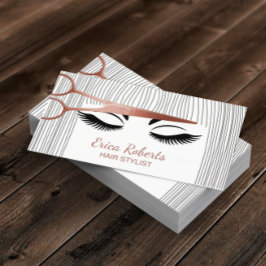 Tarjeta De Visita Salón de pelo Rosa y Chica con pantalla de oro