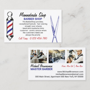Tarjeta De Visita Salón de Peluquería Clásica de Barbería