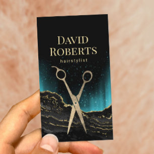 Tarjeta De Visita Salón de peluquería Hair Stylist Trendy Gold Aga