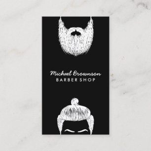 Tarjeta De Visita Salón de Peluquería Hombre Hipster Barba Negra Bar