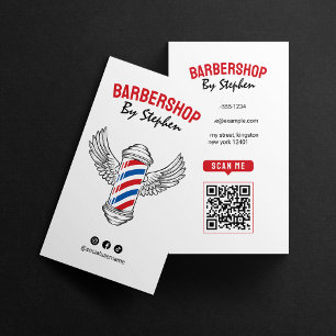 Tarjeta De Visita Salón de Peluquería Modernista Minimalista Rojo