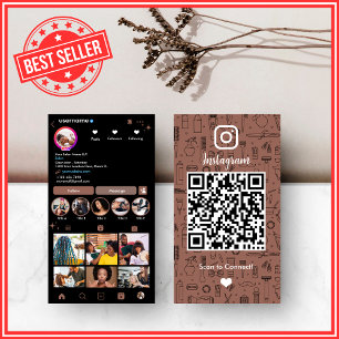 Tarjeta De Visita Salón de Peluquería Terracota Instagram QR