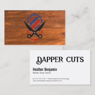Tarjeta De Visita Salón de Peluquería Tijeras Madera