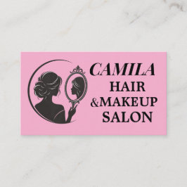 Tarjeta De Visita Salón de Peluquería y Maquillaje de Cabello Rosa B