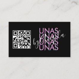 Tarjeta De Visita Salón de Pestañas Audaces Uñas Código QR Rosa Negr