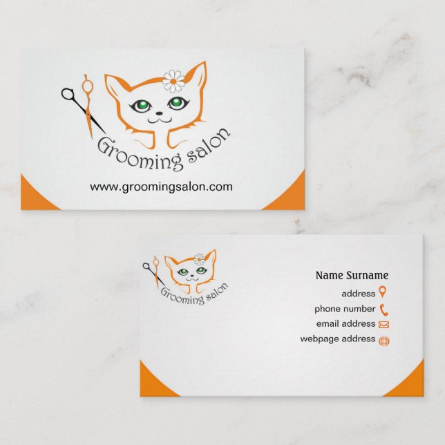 tarjeta de visita Salón de preparación de gatos y  (Anverso / Reverso)