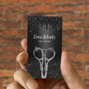 Tarjeta De Visita Salón de Purpurinas de Galaxia Negra de Estilo Cab