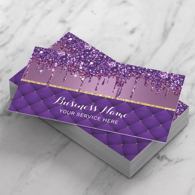 Tarjeta De Visita Salón de Purpurinas Modernos y Lujosos Purple Tuft (Subido por el creador)
