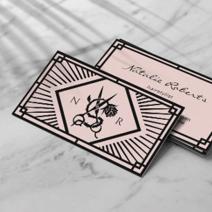 Tarjeta De Visita Salón de Rosa y estilizado estilo Art Deco