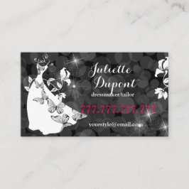 Tarjeta De Visita Salón de sastre elegante para degustadores negro